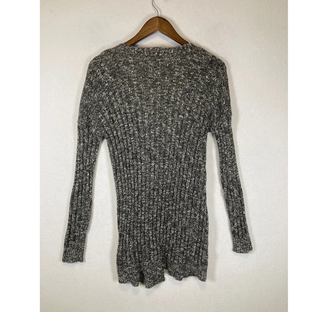 Textered Layering Hippie Rose Women S Gray Marled Ribbed Pocket Cardigan‎